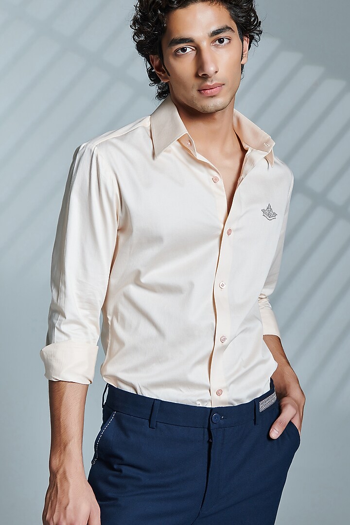 Pastel Pink Cotton Party Wear Shirt by S&N by Shantnu Nikhil Men at Pernia's Pop Up Shop