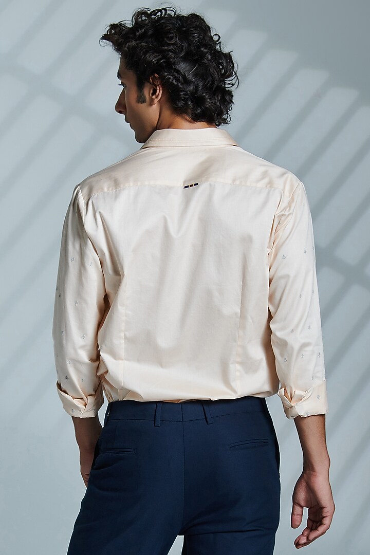 Pastel Pink Cotton Embroidered Party Wear Shirt by S&N by Shantnu Nikhil Men at Pernia's Pop Up Shop