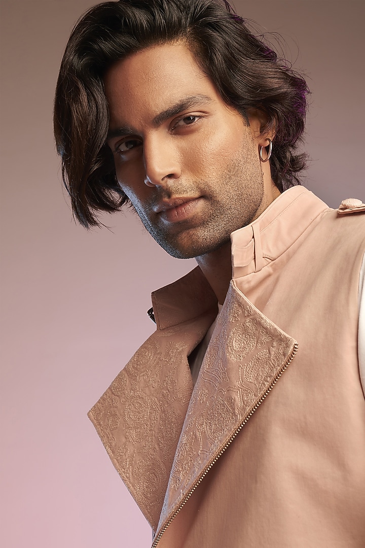 Pastel Pink Cotton Waistcoat by S&N by Shantnu Nikhil Men at Pernia's Pop Up Shop