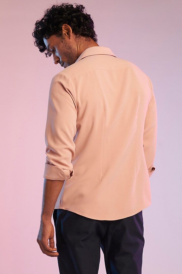Pastel Pink Cotton Embroidered Party Wear Shirt by S&N by Shantnu Nikhil Men at Pernia's Pop Up Shop