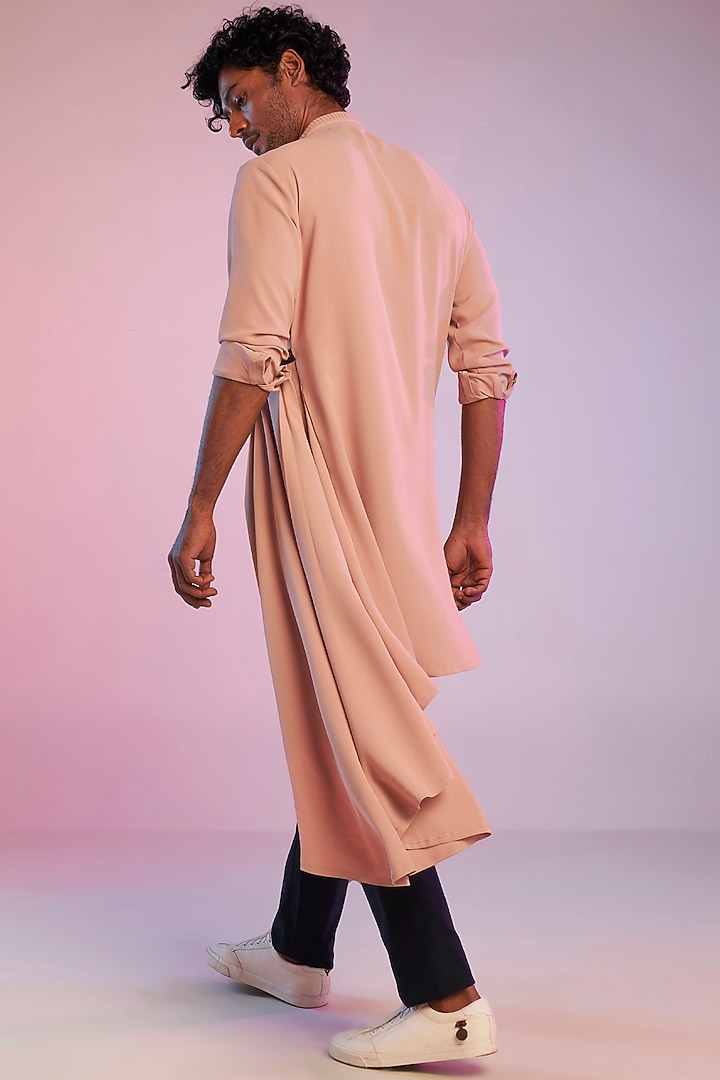 Pastel Pink Poly Blend Embroidered Kurta by S&N by Shantnu Nikhil Men at Pernia's Pop Up Shop