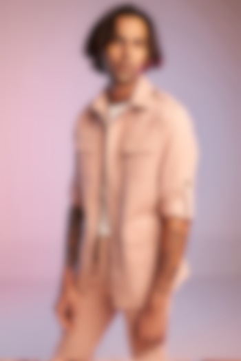 Pastel Pink Cotton Shacket by S&N by Shantnu Nikhil Men