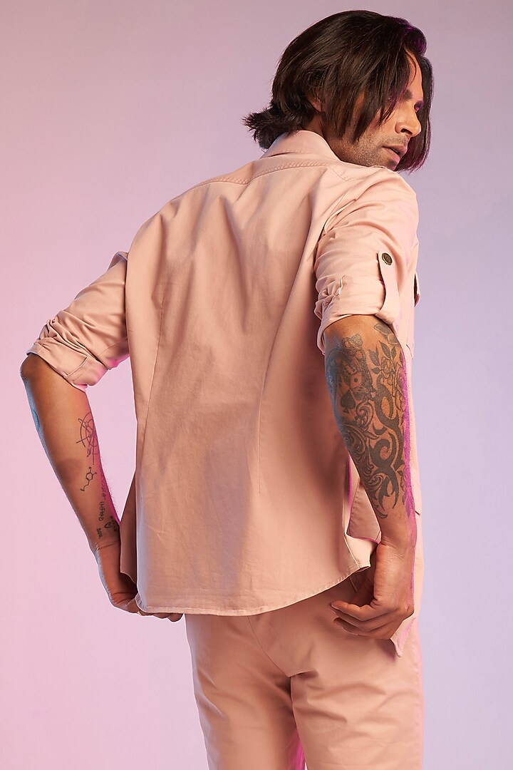 Pastel Pink Cotton Shacket by S&N by Shantnu Nikhil Men at Pernia's Pop Up Shop