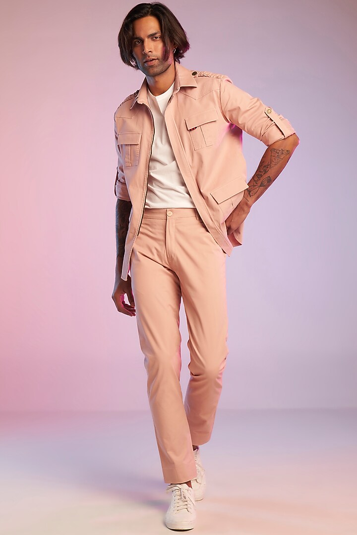 Pastel Pink Cotton Shacket by S&N by Shantnu Nikhil Men at Pernia's Pop Up Shop