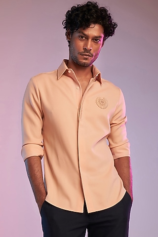 Pastel Pink Poly Blend Shirt by S&N by Shantnu Nikhil Men