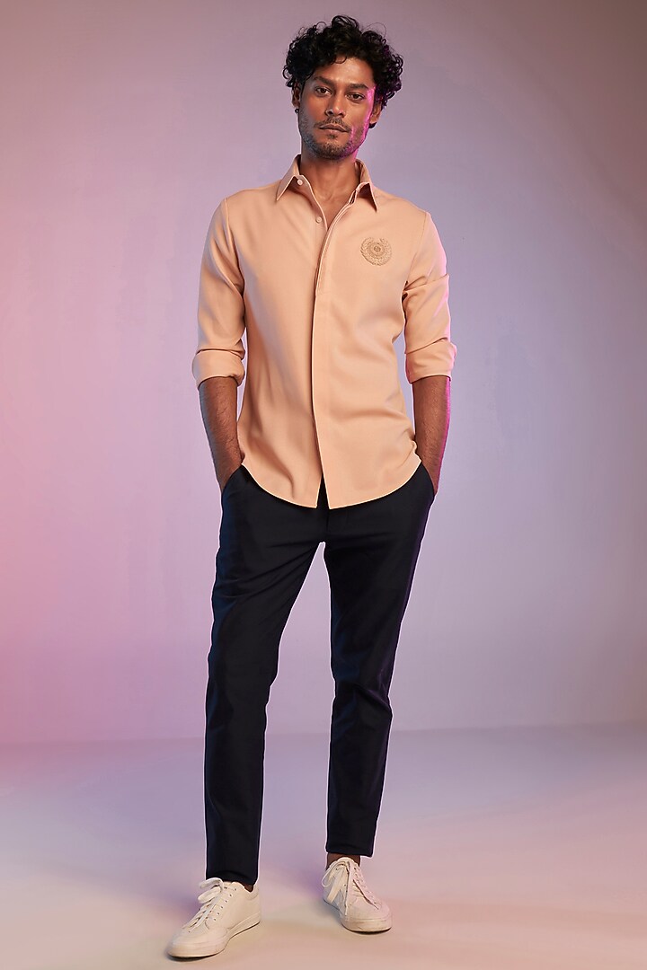 Pastel Pink Poly Blend Party Wear Shirt by S&N by Shantnu Nikhil Men at Pernia's Pop Up Shop