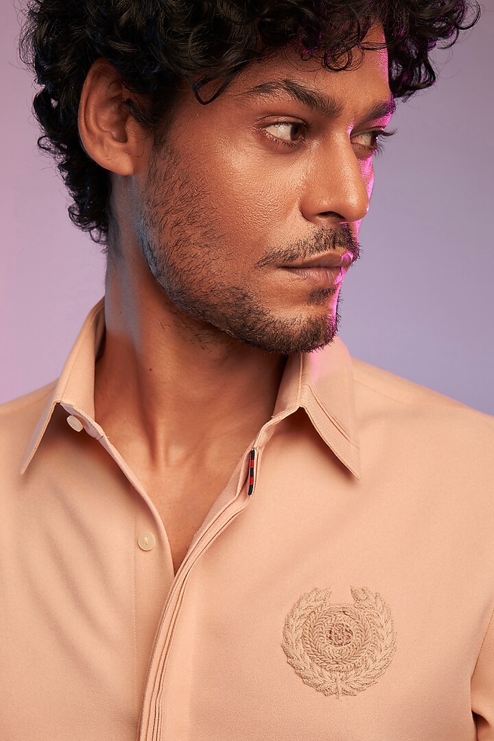 Pastel Pink Poly Blend Party Wear Shirt by S&N by Shantnu Nikhil Men at Pernia's Pop Up Shop