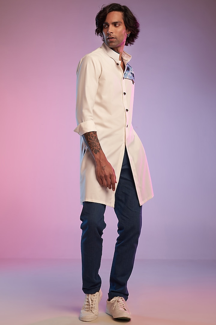 Off-White Suiting Fabric Kurta by S&N by Shantnu Nikhil Men