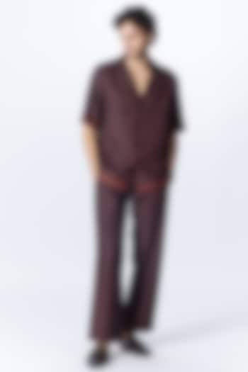 Black Twill Silk Printed Trousers by S&N by Shantnu Nikhil Men