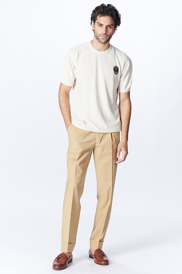 White Viscose Nylon Knit T-Shirt by S&N by Shantnu Nikhil Men at Pernia's Pop Up Shop