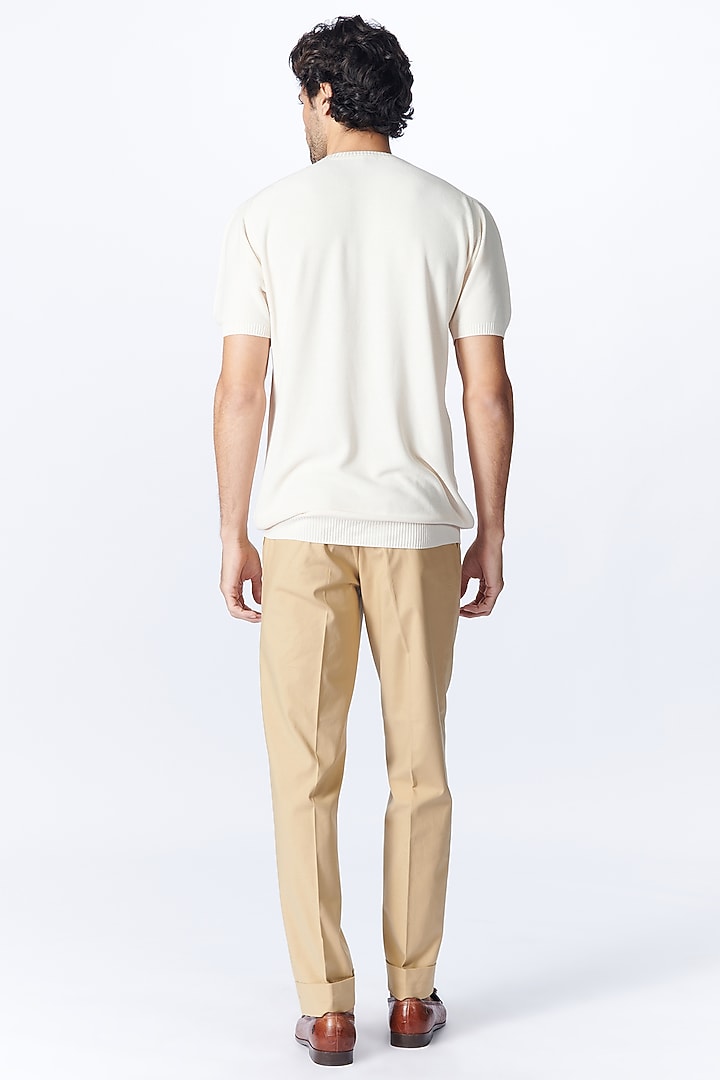 White Viscose Nylon Knit T-Shirt by S&N by Shantnu Nikhil Men at Pernia's Pop Up Shop