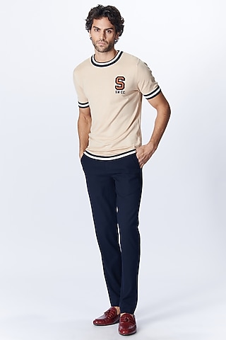 Beige Recycled Nylon Knit T-Shirt by S&N by Shantnu Nikhil Men