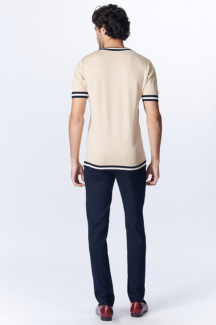 Beige Recycled Nylon Knit T-Shirt by S&N by Shantnu Nikhil Men at Pernia's Pop Up Shop