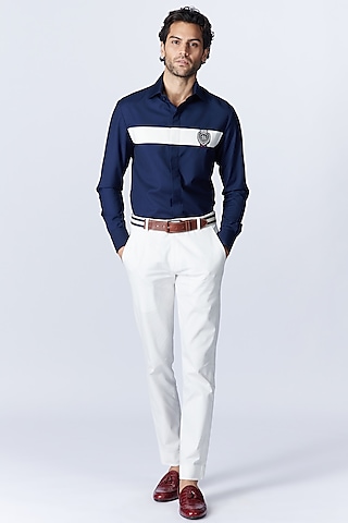 navy blue pant and white shirt formal