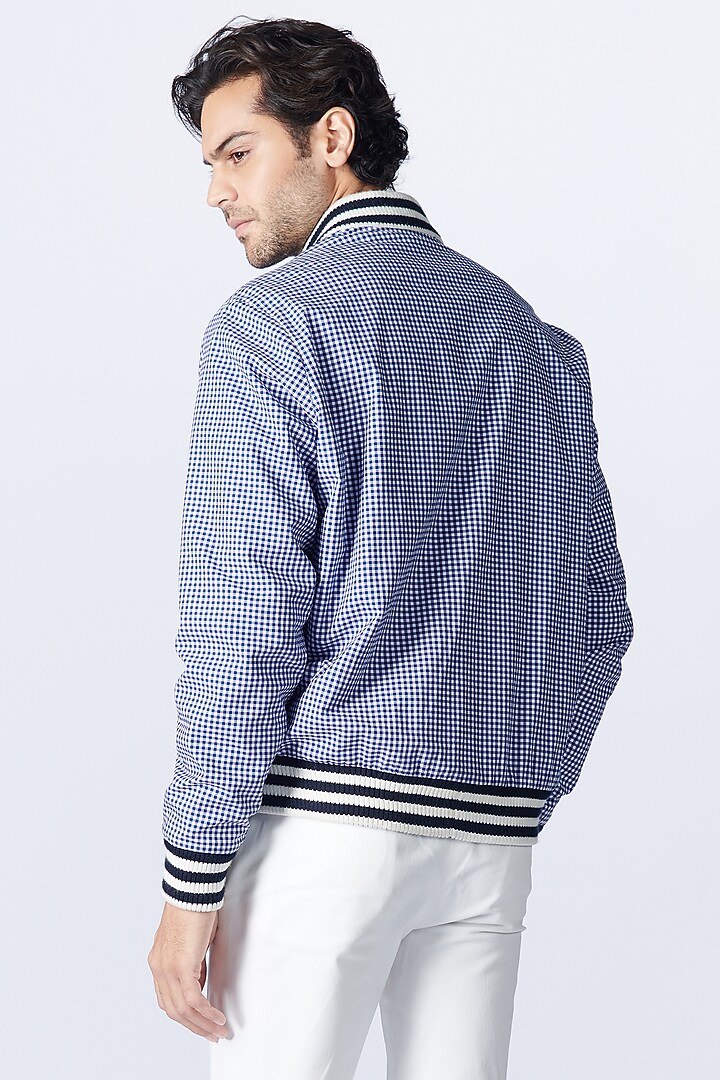 Blue Cotton Printed Jacket by S&N by Shantnu Nikhil Men at Pernia's Pop Up Shop