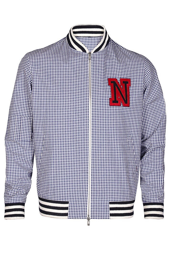 Blue Cotton Printed Jacket by S&N by Shantnu Nikhil Men at Pernia's Pop Up Shop