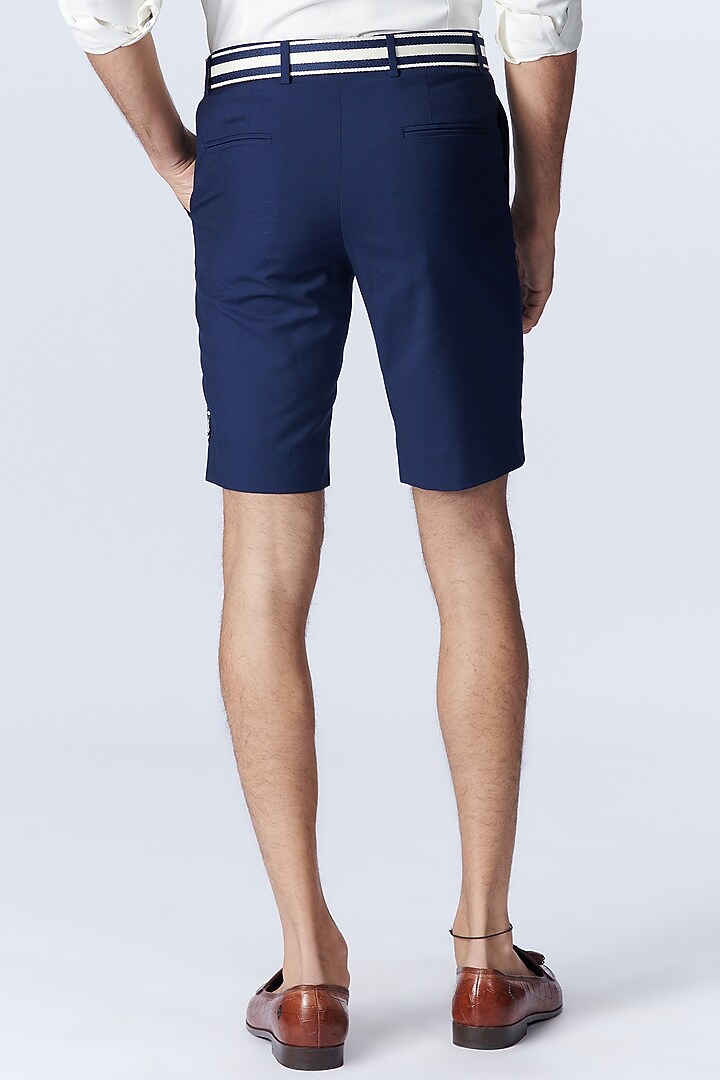 Navy Blue Suiting Fabric Shorts by S&N by Shantnu Nikhil Men at Pernia's Pop Up Shop