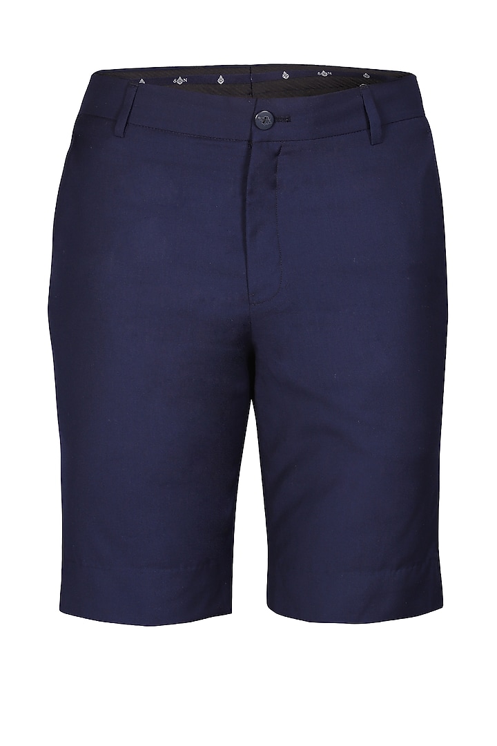 Navy Blue Suiting Fabric Shorts by S&N by Shantnu Nikhil Men at Pernia's Pop Up Shop