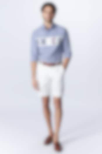 White Suiting Fabric Shorts by S&N by Shantnu Nikhil Men