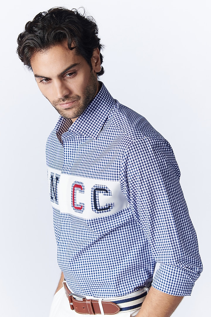 Blue Cotton Striped Wedding Shirt by S&N by Shantnu Nikhil Men at Pernia's Pop Up Shop