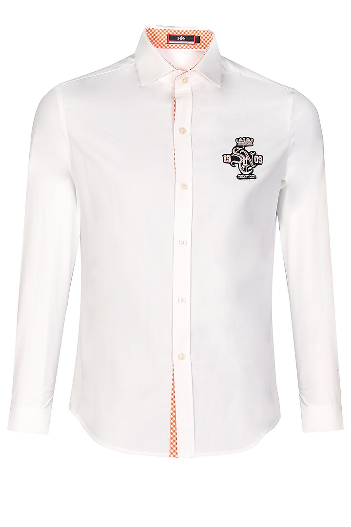 White Suiting Fabric Wedding Shirt by S&N by Shantnu Nikhil Men at Pernia's Pop Up Shop