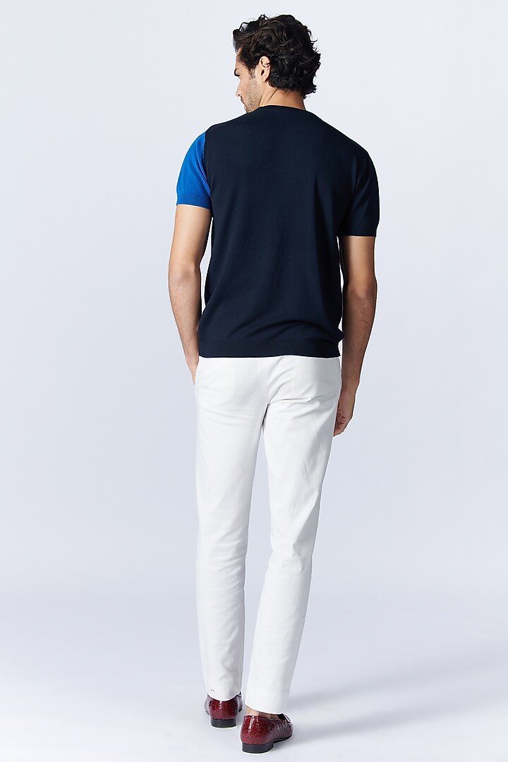Blue Recycled Nylon Color-Blocked T-Shirt by S&N by Shantnu Nikhil Men at Pernia's Pop Up Shop