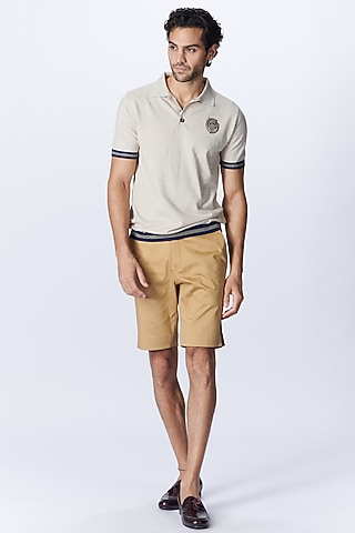 Beige Recycled Nylon Knit T-Shirt by S&N by Shantnu Nikhil Men