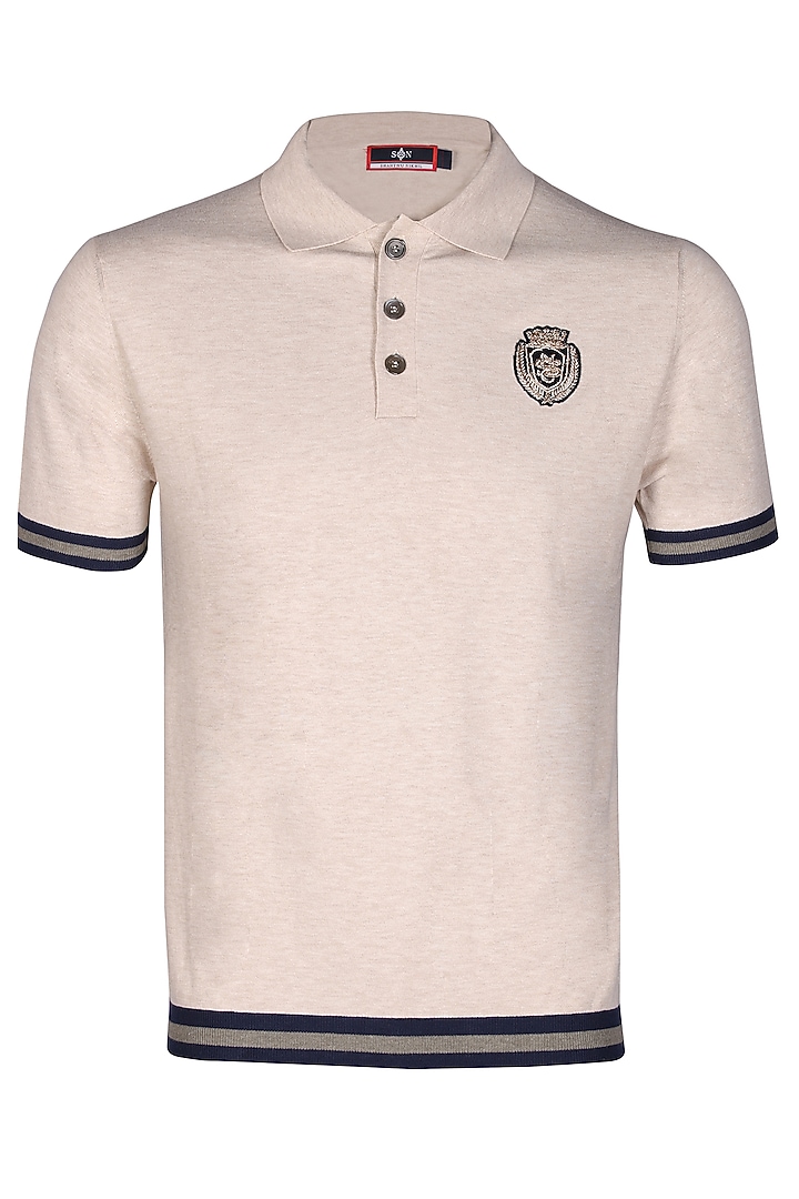 Beige Recycled Nylon Knit T-Shirt by S&N by Shantnu Nikhil Men at Pernia's Pop Up Shop