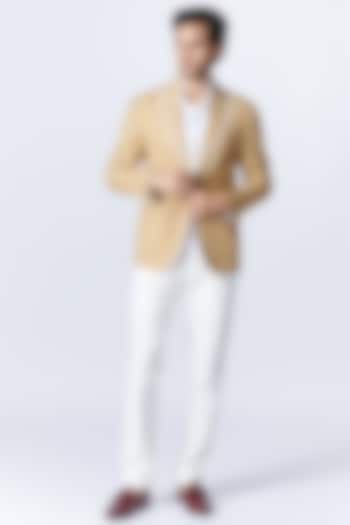 Beige Stretch Poplin Jacket by S&N by Shantnu Nikhil Men