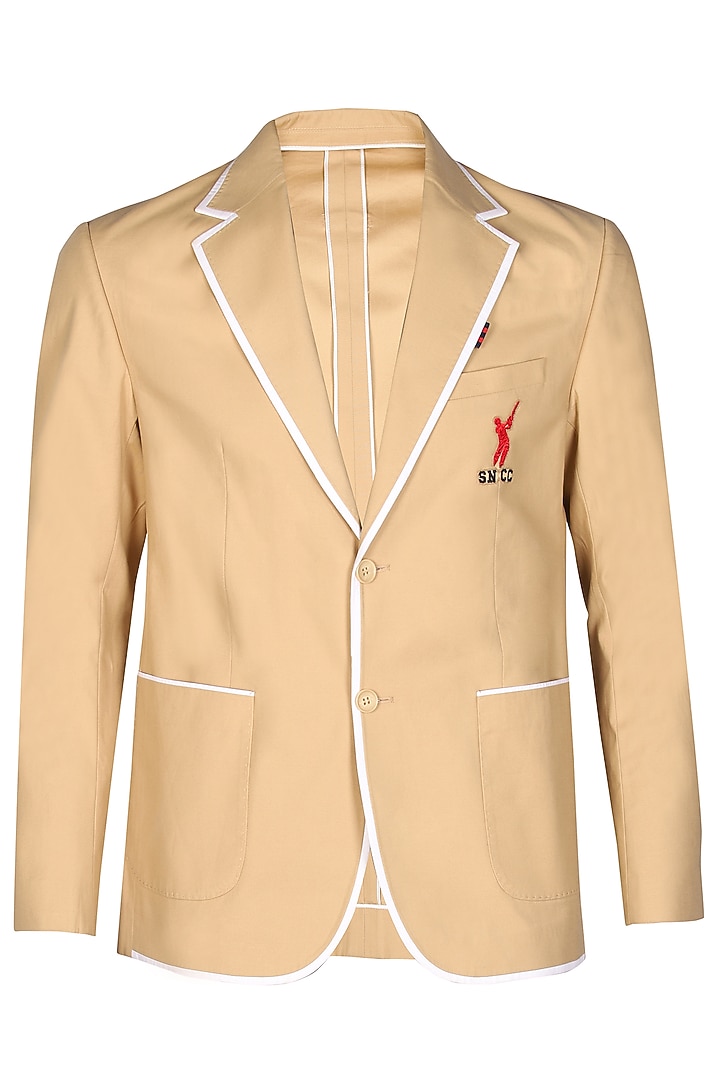 Beige Stretch Poplin Jacket by S&N by Shantnu Nikhil Men at Pernia's Pop Up Shop
