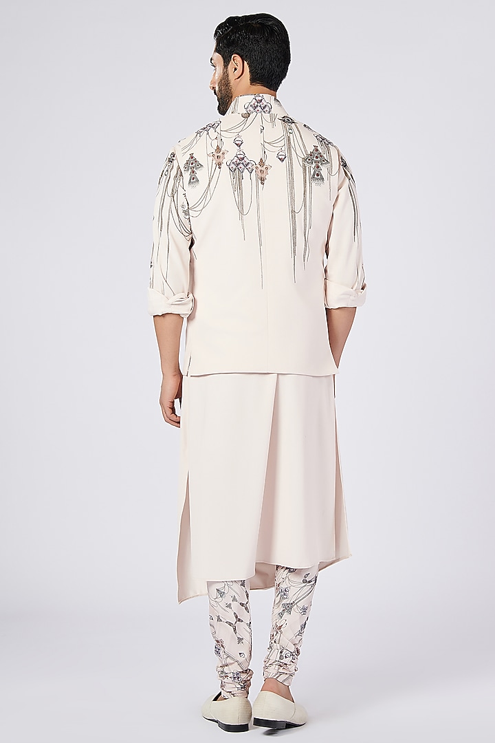 Off-White Poly Jersey Printed Churidar Pants by S&N by Shantnu Nikhil Men at Pernia's Pop Up Shop
