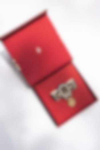 Off-White Faux Leather & Metal Brooch by S&N by Shantnu Nikhil Men at Pernia's Pop Up Shop