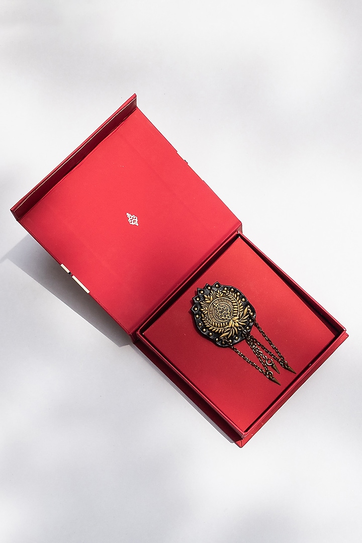 Black Faux Leather Brooch by S&N by Shantnu Nikhil Men at Pernia's Pop Up Shop