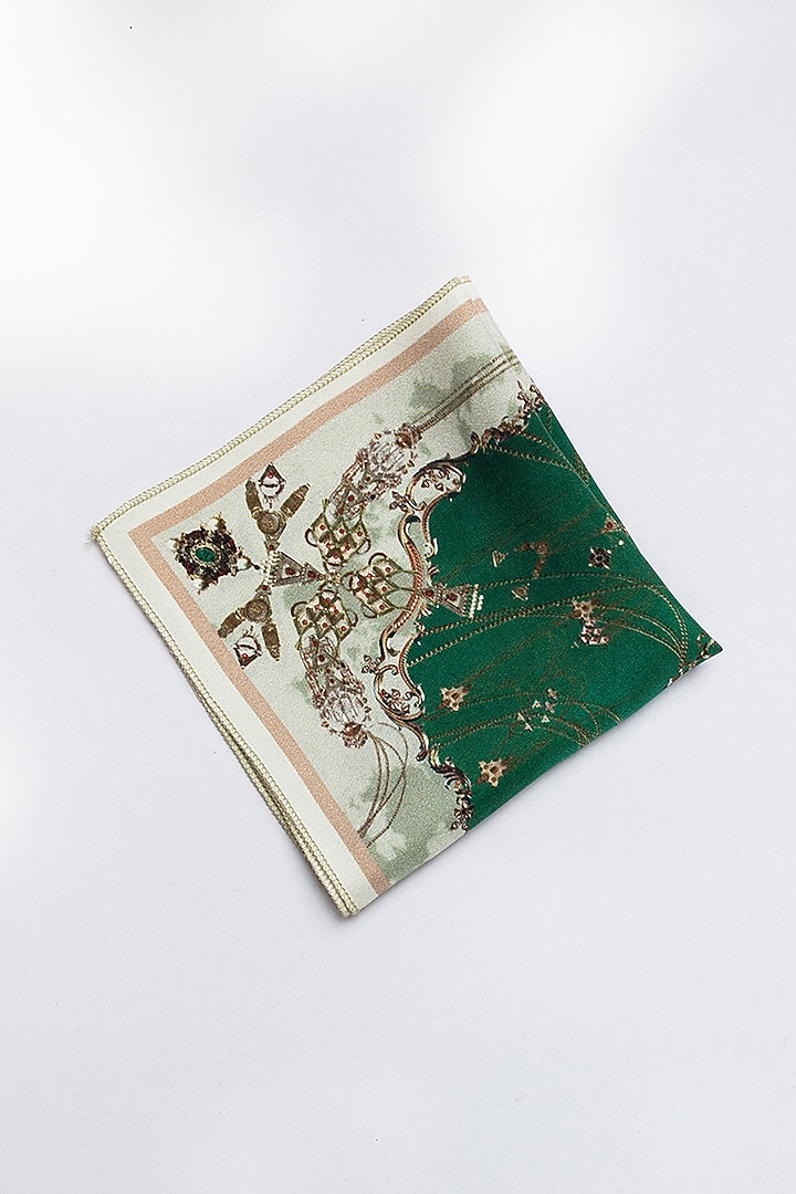 Ivory Twill Silk Printed Pocket Square by S&N by Shantnu Nikhil Men at Pernia's Pop Up Shop