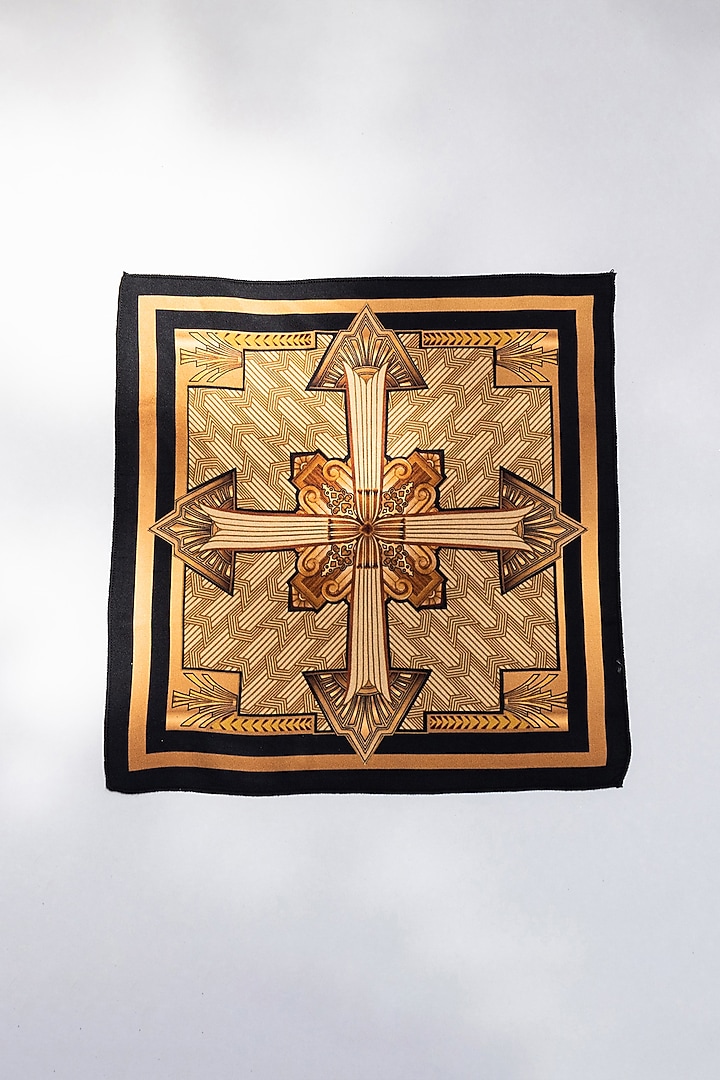 Beige Twill Silk Geometric Printed Pocket Square by S&N by Shantnu Nikhil Men at Pernia's Pop Up Shop