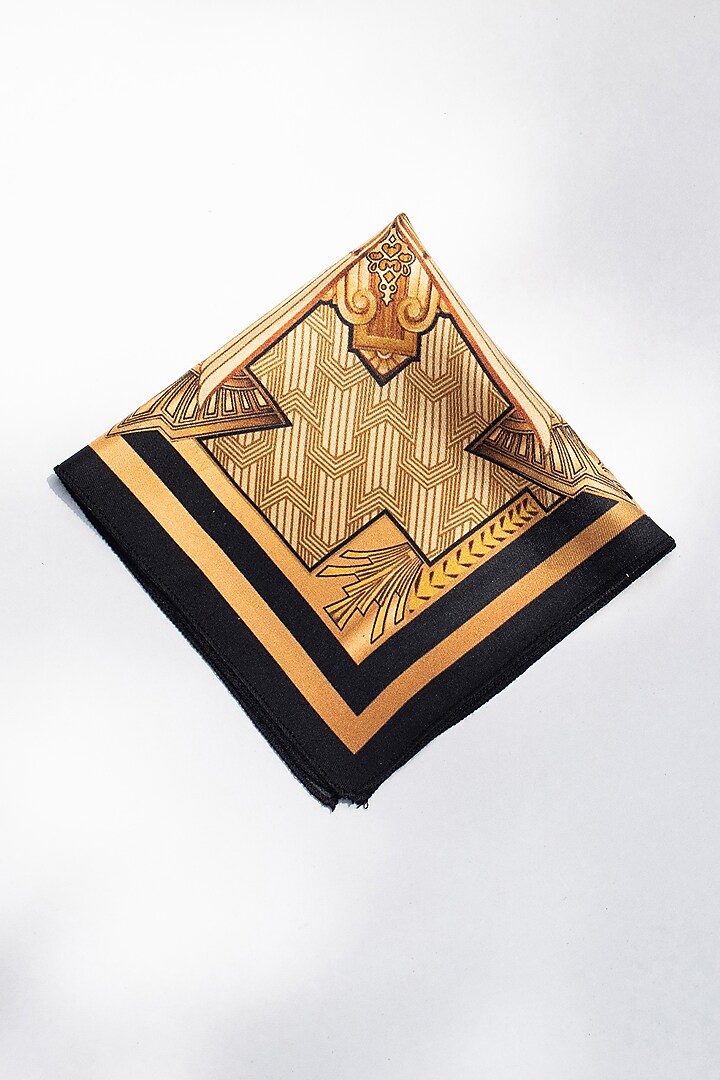 Beige Twill Silk Geometric Printed Pocket Square by S&N by Shantnu Nikhil Men at Pernia's Pop Up Shop