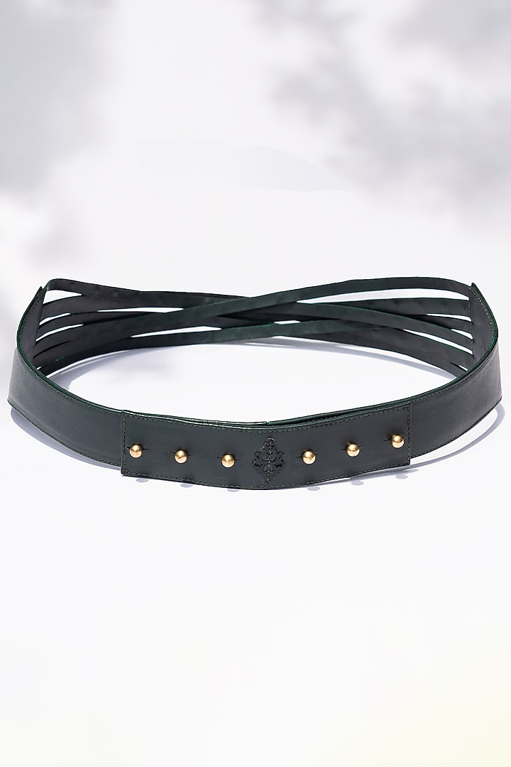 Black Leather Criss-Cross Belt by S&N by Shantnu Nikhil Men at Pernia's Pop Up Shop