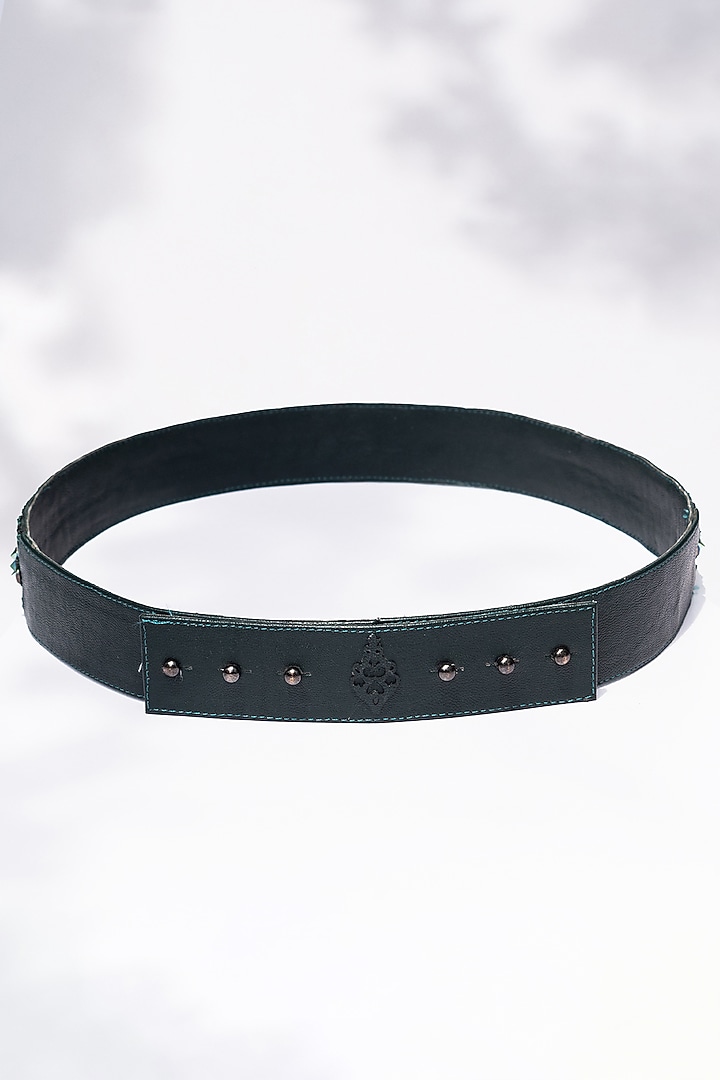 Emerald Leather Belt by S&N by Shantnu Nikhil Men at Pernia's Pop Up Shop