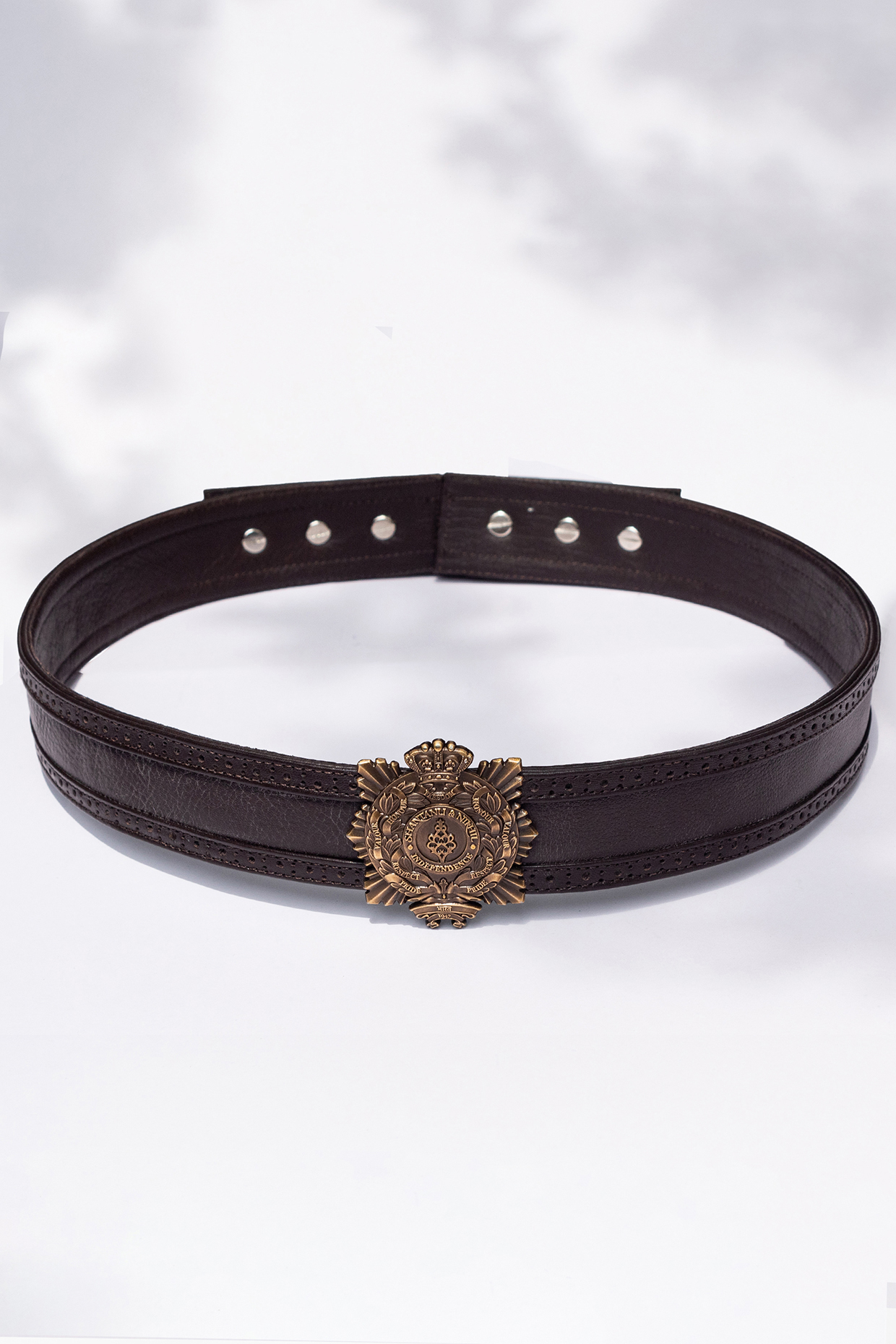 Brown Leather Crested Belt by S&N by Shantnu Nikhil Men