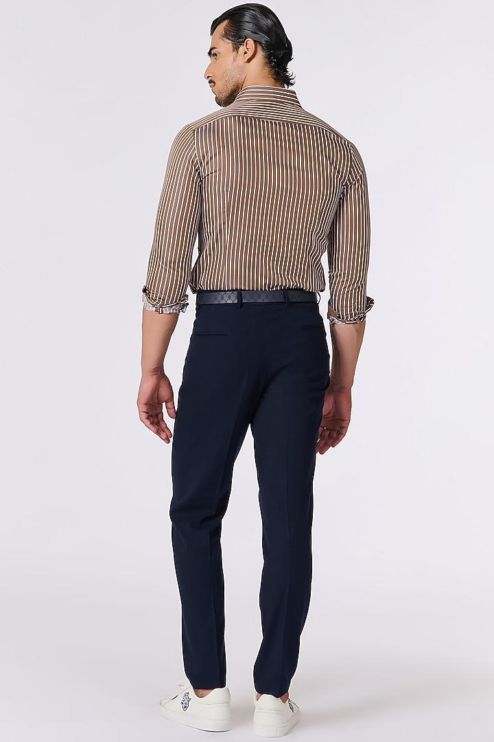 Brown Cotton Striped Wedding Shirt by S&N by Shantnu Nikhil Men at Pernia's Pop Up Shop