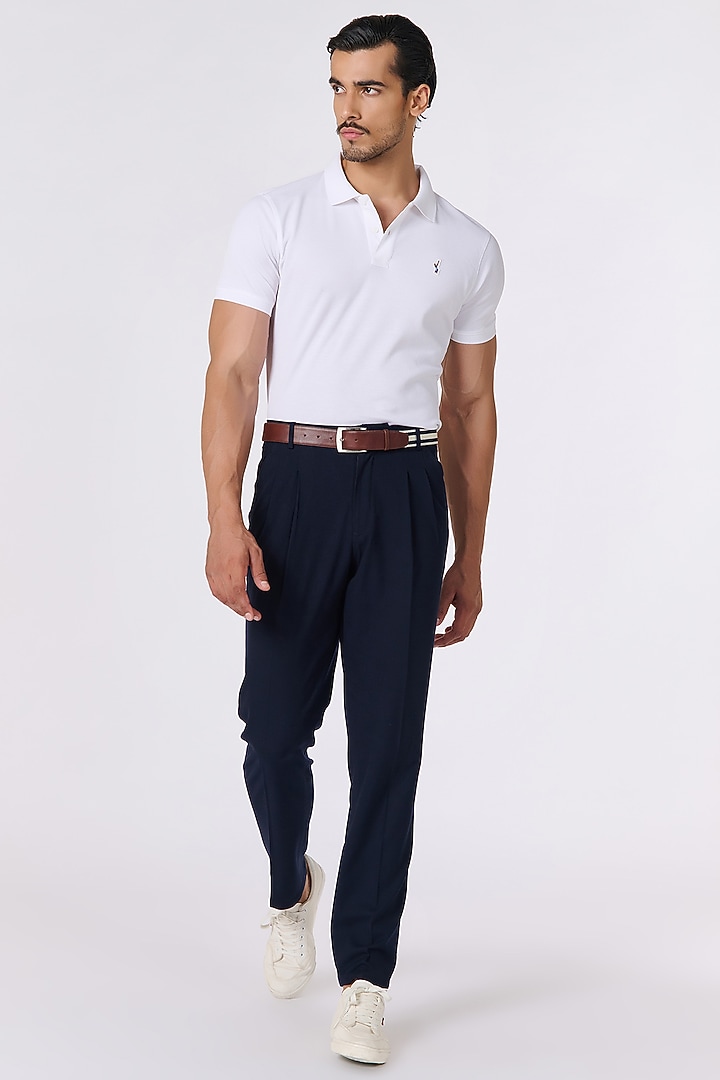 White Giza Cotton Polo T-Shirt by S&N by Shantnu Nikhil Men at Pernia's Pop Up Shop