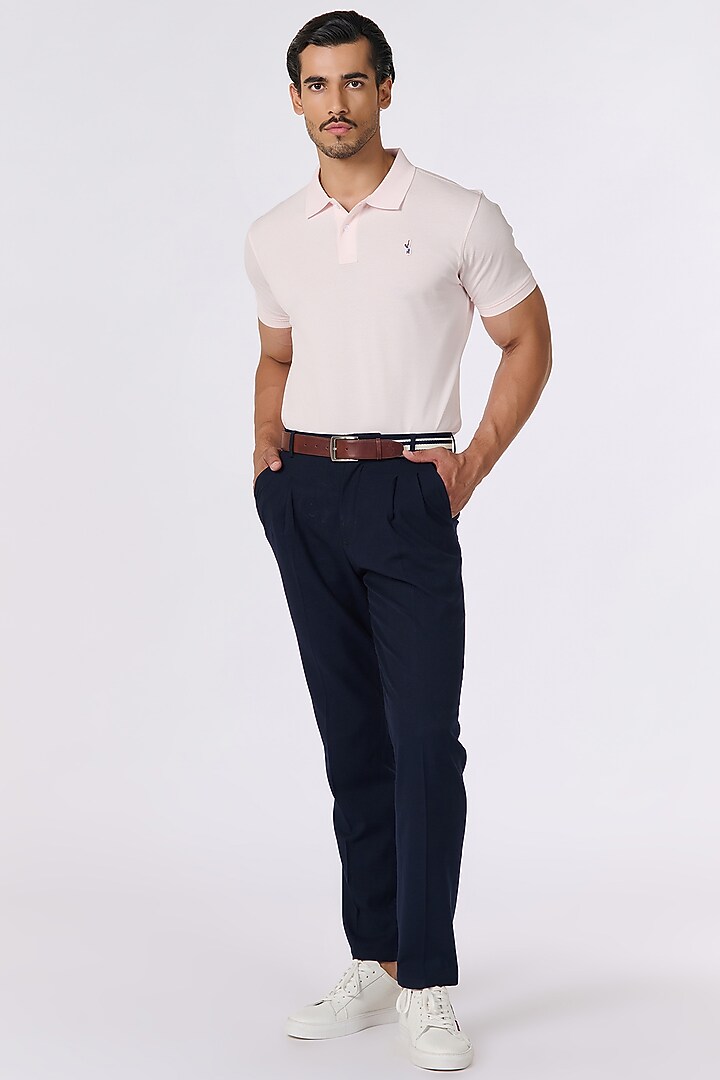 Light Pink Giza Cotton Polo T-Shirt by S&N by Shantnu Nikhil Men at Pernia's Pop Up Shop