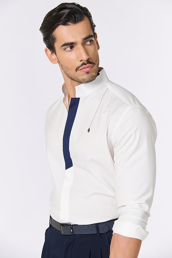Off-White Terylene Party Wear Shirt by S&N by Shantnu Nikhil Men at Pernia's Pop Up Shop