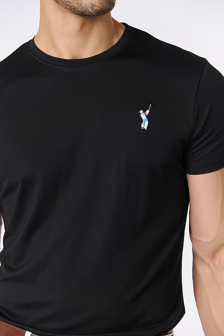 Black Viscose Nylon Spandex T-Shirt by S&N by Shantnu Nikhil Men at Pernia's Pop Up Shop