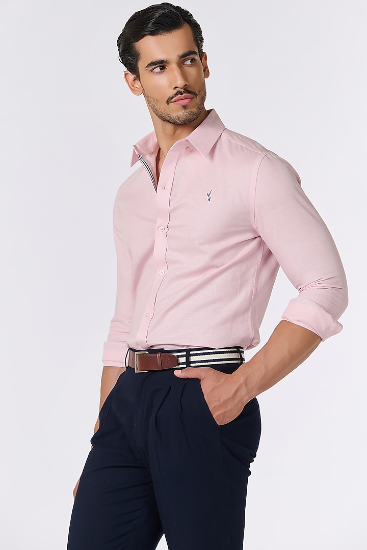 Pink Linen Shirt by S&N by Shantnu Nikhil Men