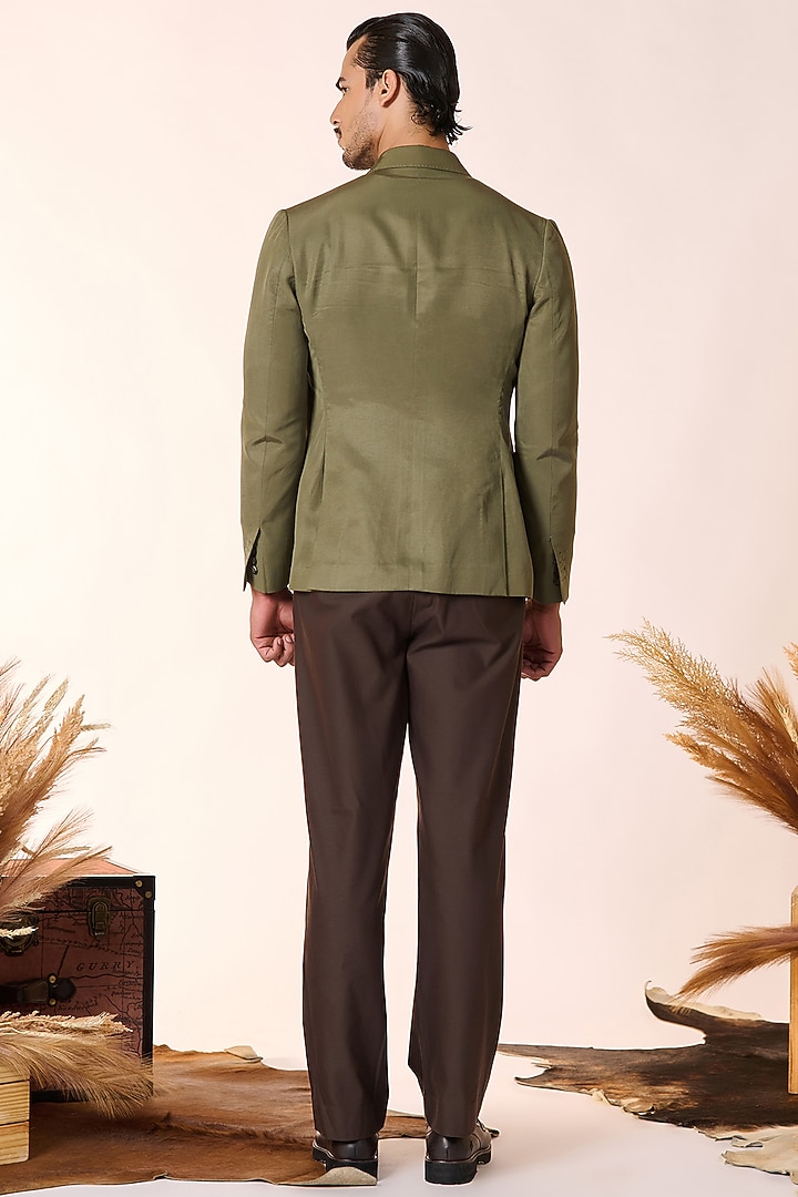 Olive Green Lyocell Jacket by S&N by Shantnu Nikhil Men at