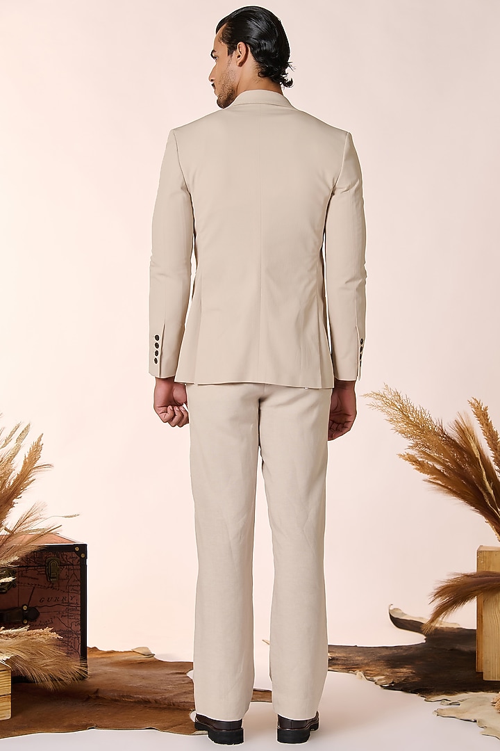 Ecru Rayon & Poly Blend Crested Jacket by S&N by Shantnu Nikhil Men at Pernia's Pop Up Shop