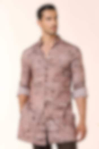 Beige Crepe Jersey Printed Kurta by S&N by Shantnu Nikhil Men