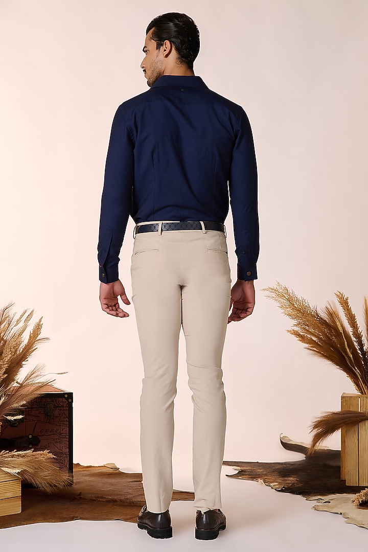 Navy Blue Rayon & Terylene Party Wear Shirt by S&N by Shantnu Nikhil Men at Pernia's Pop Up Shop