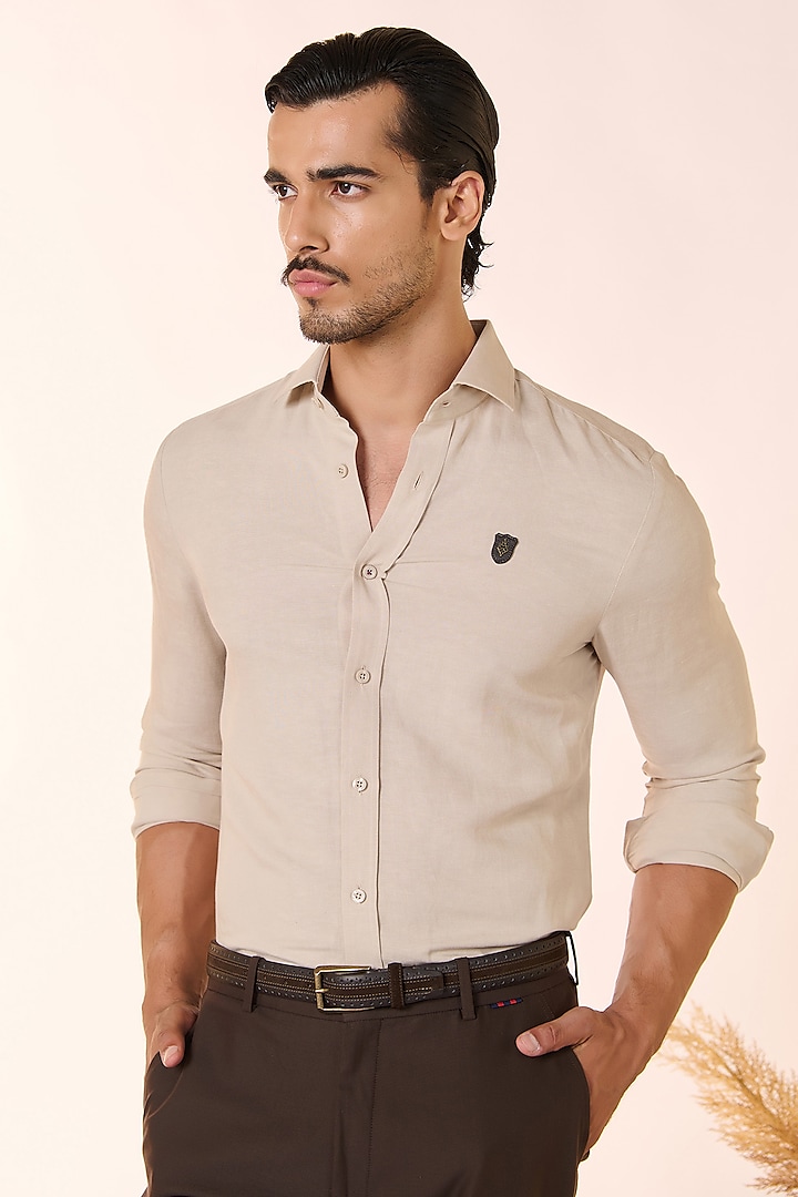 Ecru Linen Shirt by S&N by Shantnu Nikhil Men